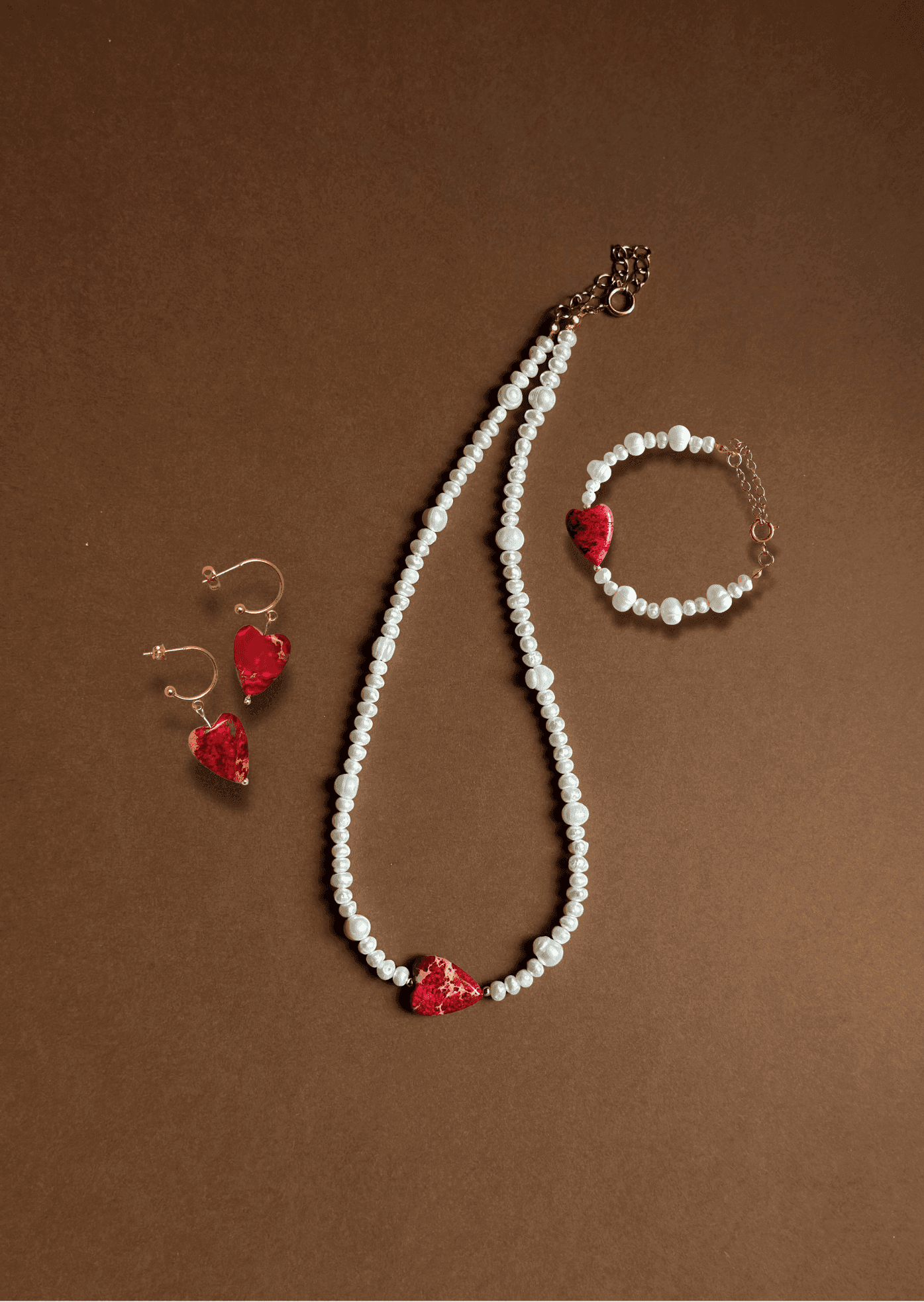 Zestaw: choker, bransoletka i kolczyki Cuore
